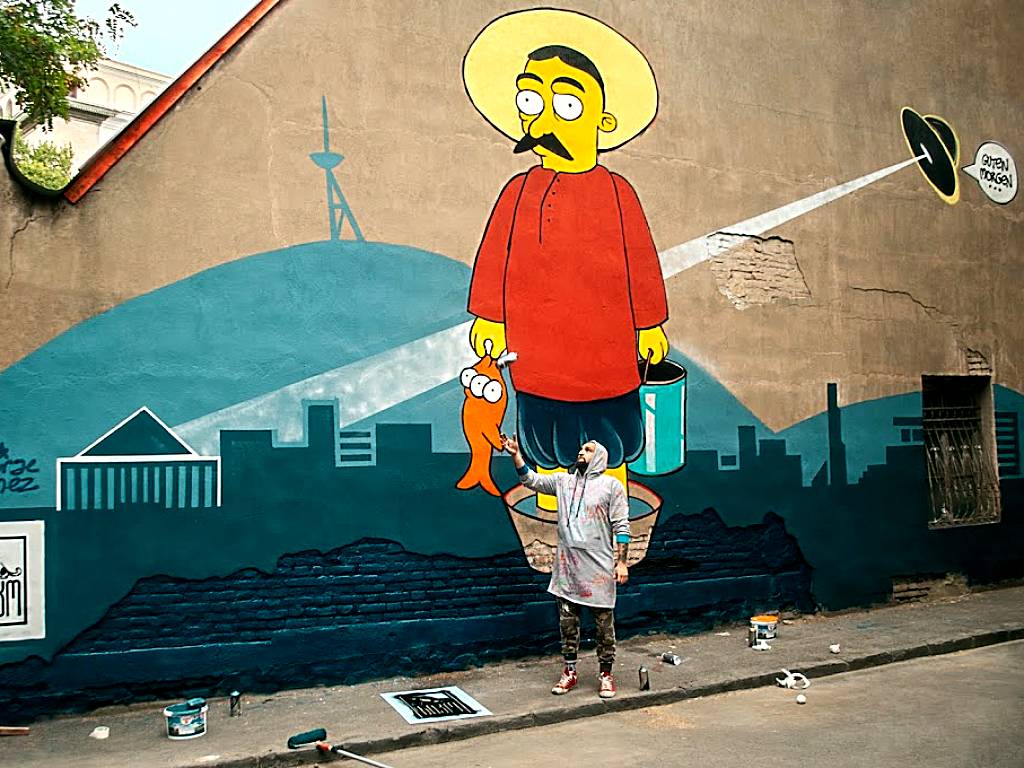 NIKO Street Art : Gameza - fisherman mural